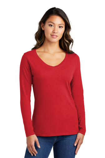 Port & Company® Ladies 4.5-ounce, 100% Cotton Long Sleeve Fan Favorite V-Neck T-shirt